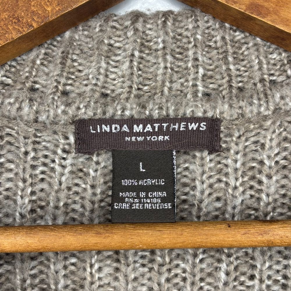 Linda Matthew's New York Large Tan Beige Bell Bottom Sleeves Long Sweater Knit - Picture 4 of 7
